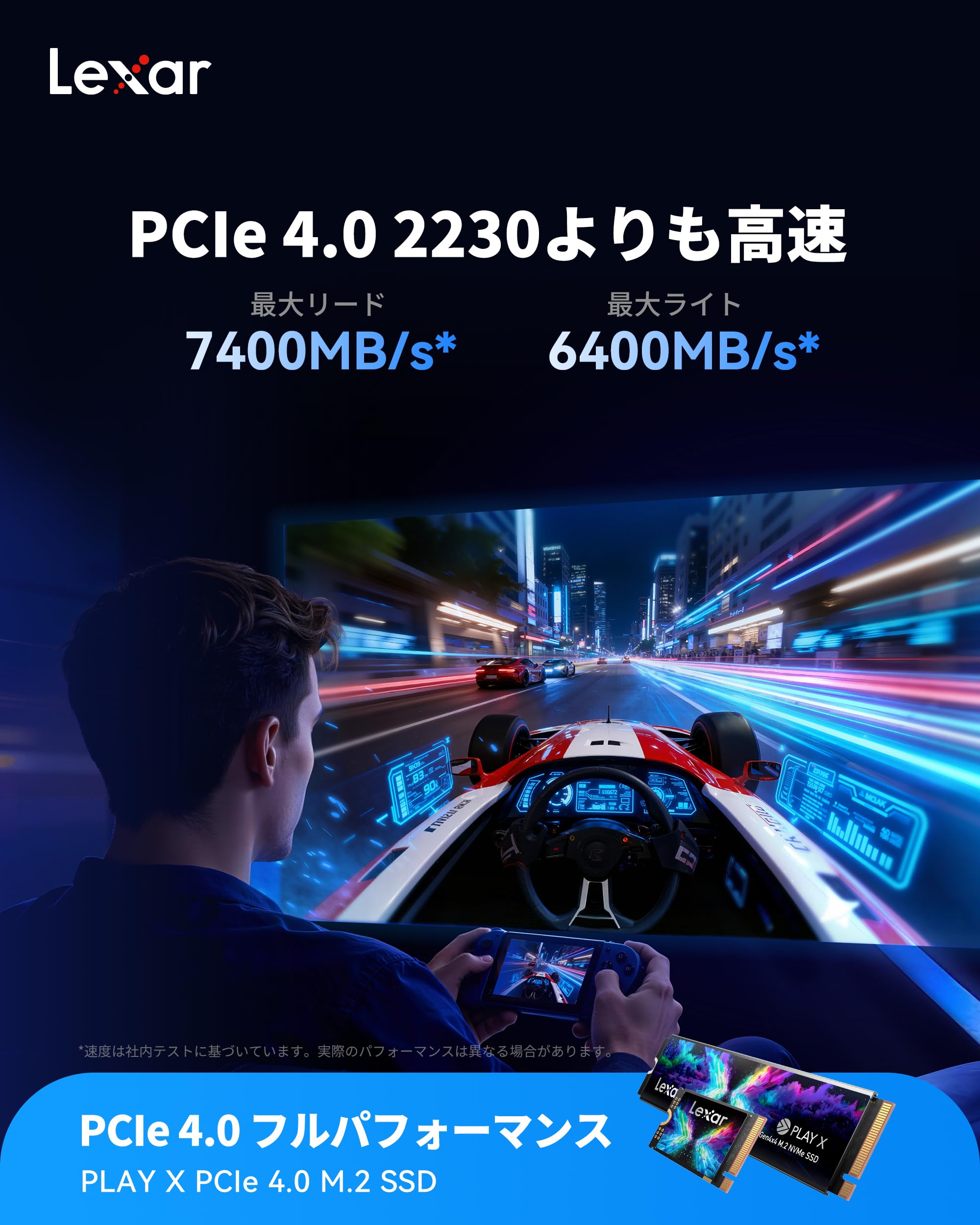 Amazon | Lexar Internal SSD PLAY X PCIe Gen4x4 1TB 最大読込速度